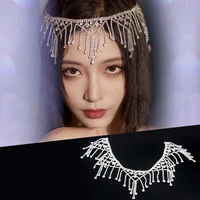 vintage luxury full rhinestone hair pins tassel headband for women water drop crystal hair accessories wedding bride jewelry