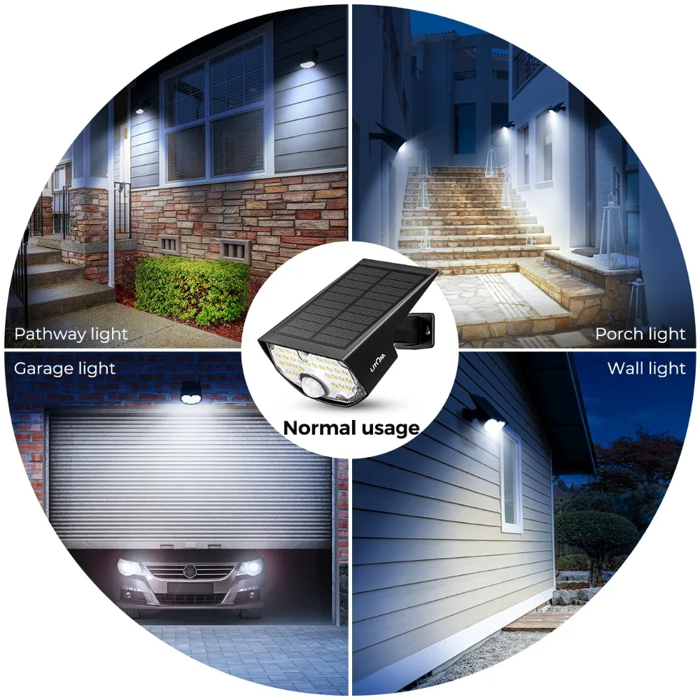 LITOM CD200 30LED Солнечная настенная лампа на солнечной батарее с датчиком движения IP65 водонепроницаемая лампа с 3 регулируемыми режимами 24 часа садовая настенная лампа