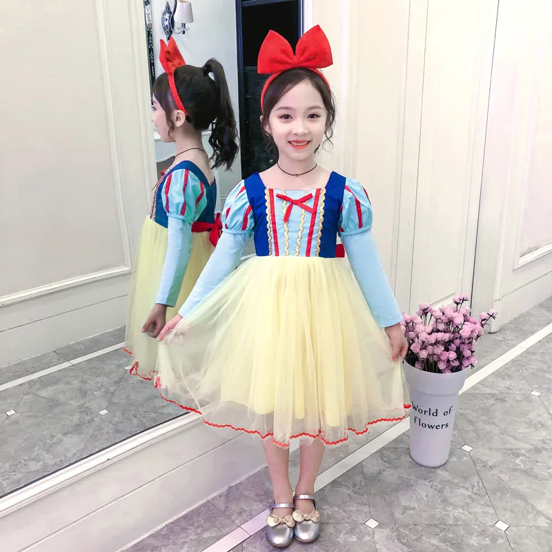 MUABABY/платье принцессы Белоснежки с длинными рукавами для маленьких девочек Сезон