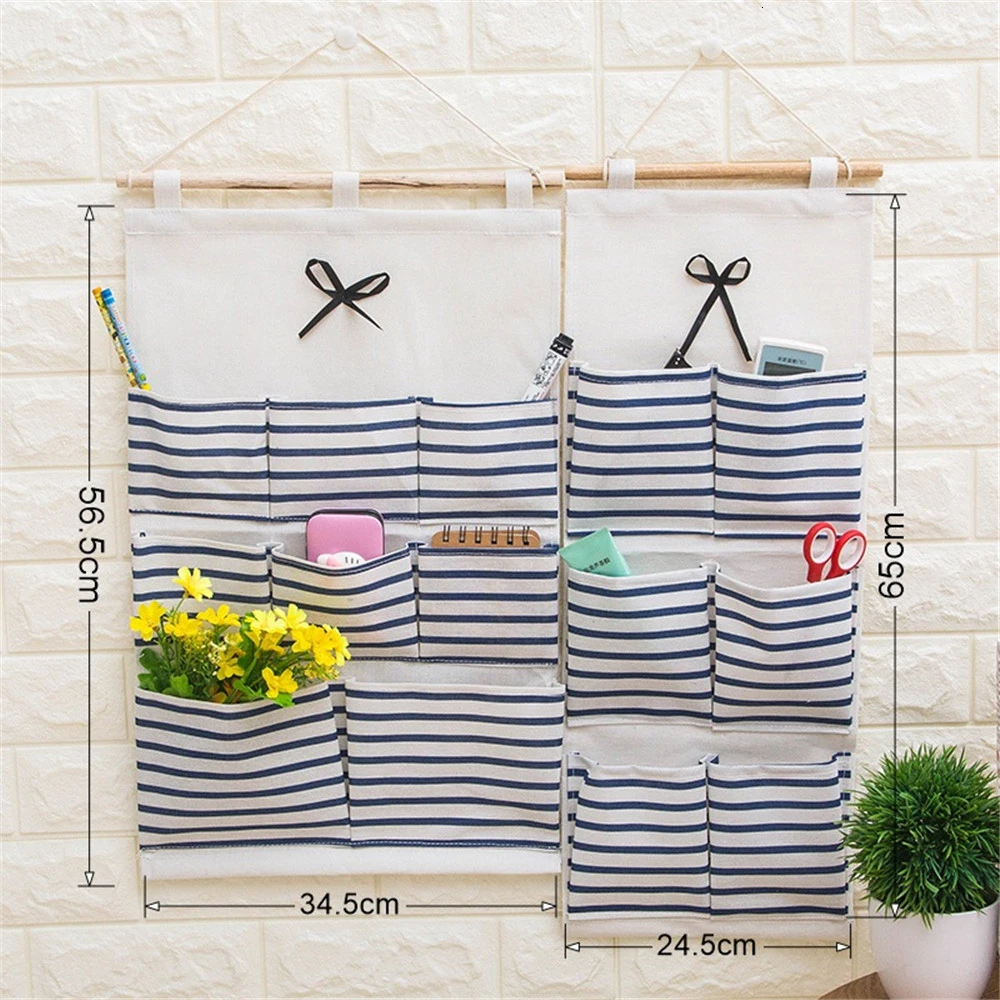 Многослойная карманная настенная полка сумка для хранения органайзер хлопок лен