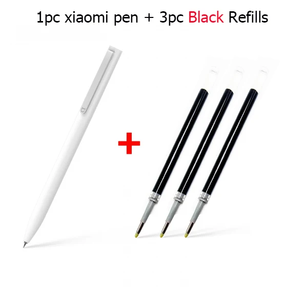 1 pen and 3black ink Оригинальная ручка-знак Xiaomi Mijia 0,5 мм, швейцарская сменная ручка, японские черные чернила, шариковая ручка(черная/синяя) для школы и офиса - Цвет: 1 pen and 3black ink