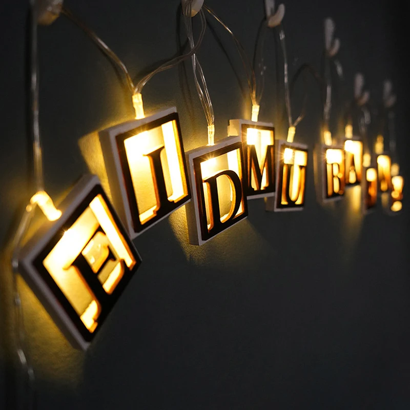 

Eid Mubarak 2021 newset decorations LED letter String Light Ramadan Decor for Home Islamic Muslim Festival Party Gift Ornament