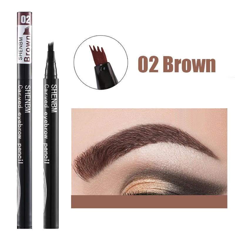

Waterproof Natural Eyebrow Pen Four-claw Eye Brow Tint Makeup Four Colors Eyebrow Pencil Brown Black Grey Brush Cosmetics