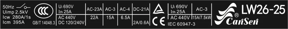 CANSEN LW26-25 CA20 Ith 25A навесной замок поворотный кулачковый переключатель ВЫКЛ-ВКЛ 0-1 2 положения 4 полюса 8 терминалов