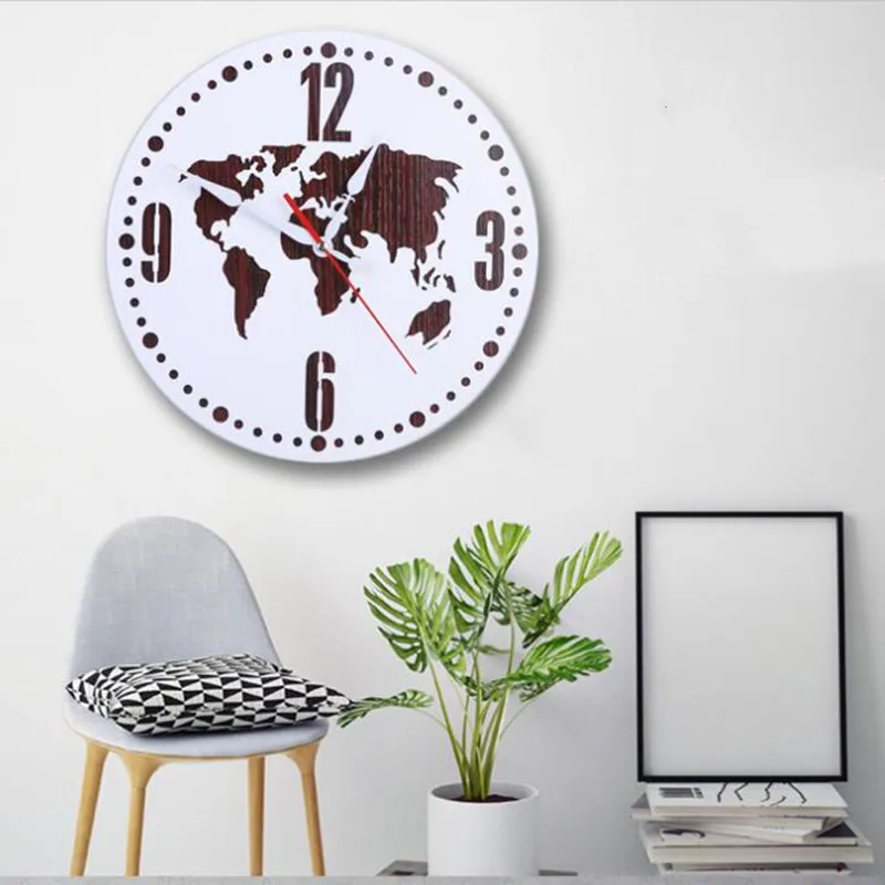 Европейские минималистичные настенные часы с картой мира современные модные