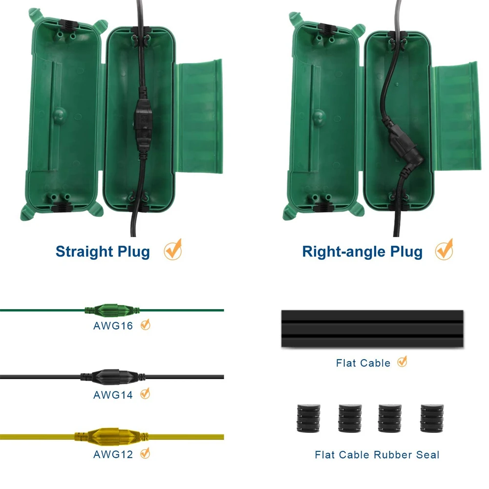 

Electrical Extension Cord Cable Safety Junction Box Protector LED Strip Outdoor Safety Seal Weatherproof Green Connector Box