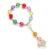 10 pcs acrylic beads religious bracelet catholic rosary jesus crucifix stars mary centerpiece