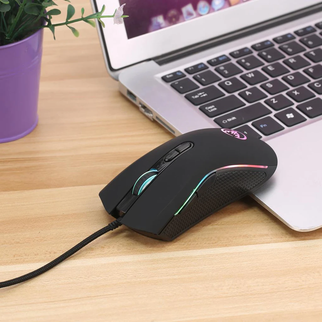 Регулируемая оптическая игровая мышь 3200 DPI с 7 яркими цветами светодиодный дизайн