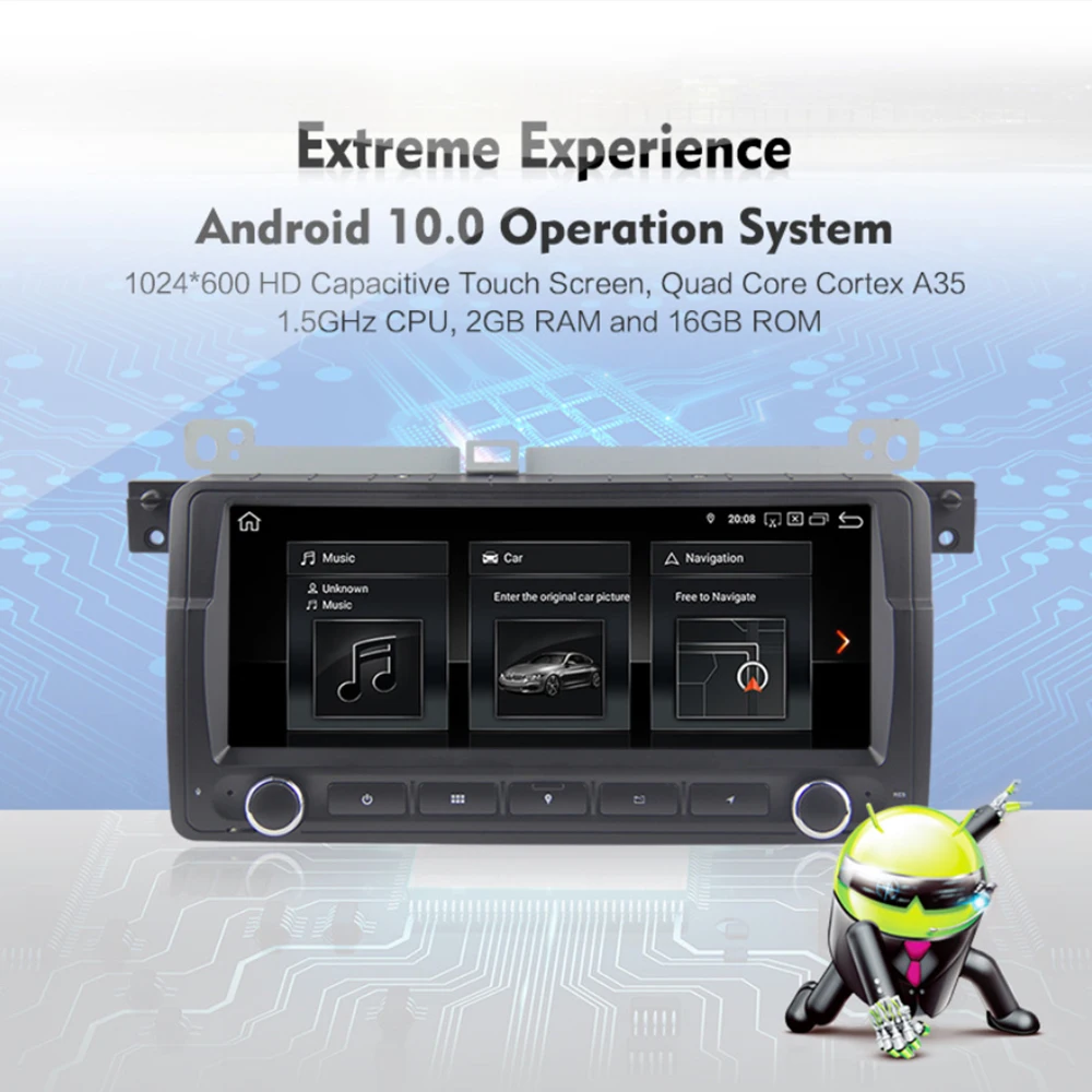 8.8-дюймовое 2Гб 16Гб Автомагнитола Андроид 10.0 ДЛЯ BMW E46 Головное устройство 2дин Мультимедийный плеер FHD DSP Видео DC Минитор FM ON.