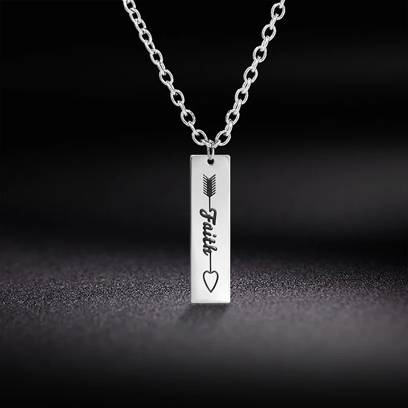 Unift классический Прямоугольный кулон из нержавеющей стали с резьбой вера мечта