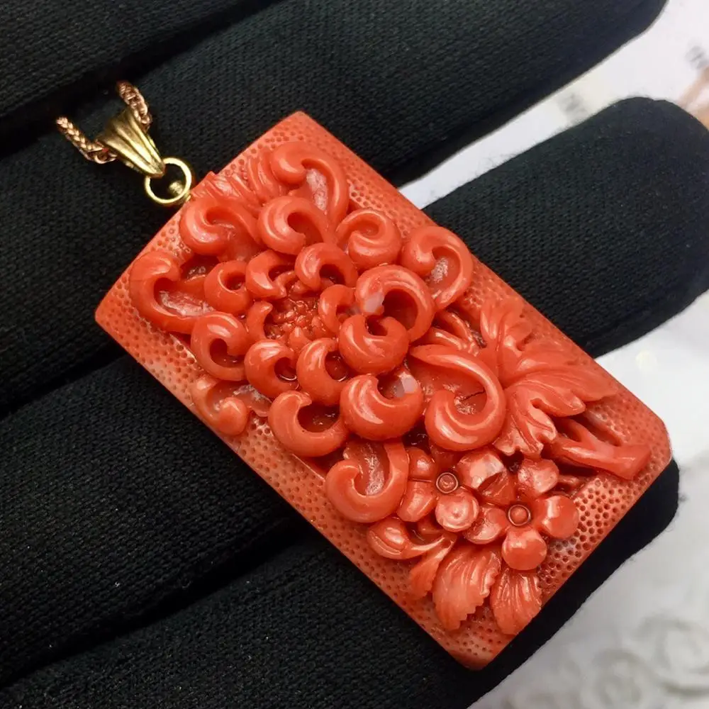 Женское Ожерелье из настоящего золота 18 К с подвеской в виде кораллов | Украшения