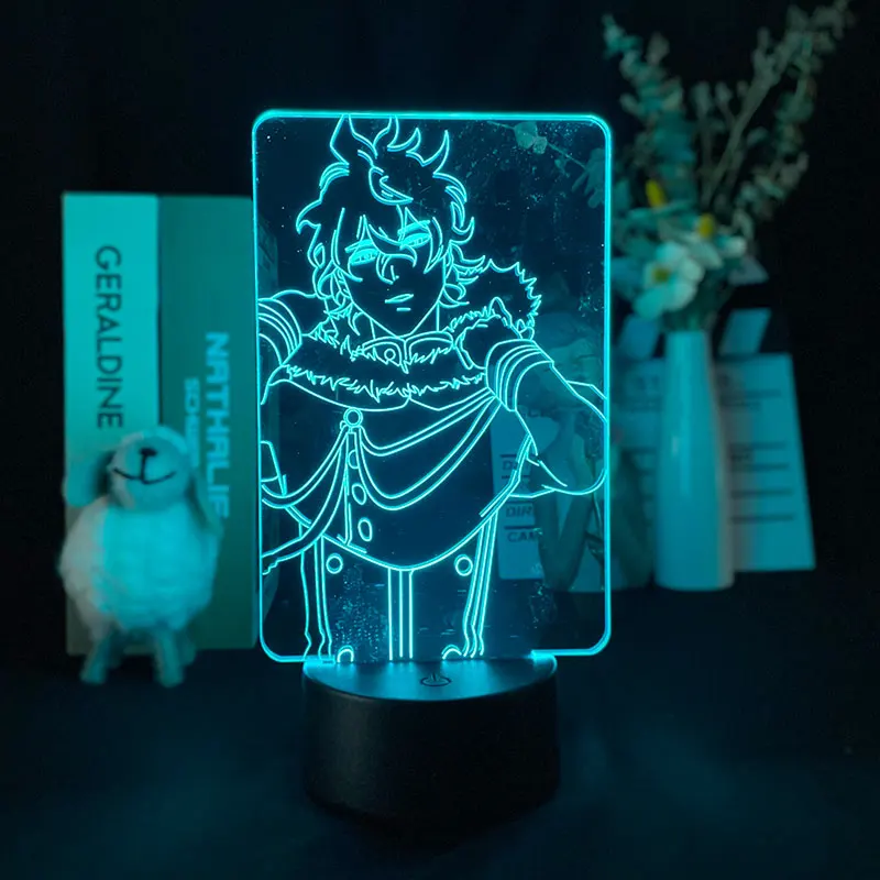

3D Night Light Alarm Clock Base Light Delineascope Living Room Black Clover Yuno Japanese Anime Lamp 7 Color Remote Atmosphere