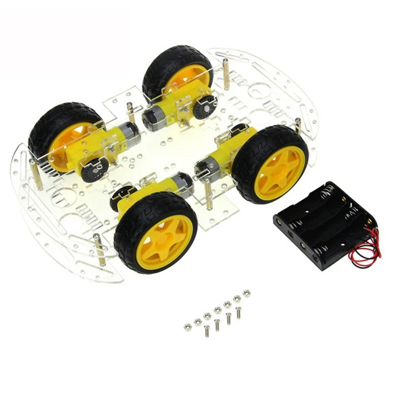 

DIY Robot Smart Car Chassis Kit for Arduino Drive Controller Board Stepper Motor Speed Encoder, 4 Wheel and Battery Box