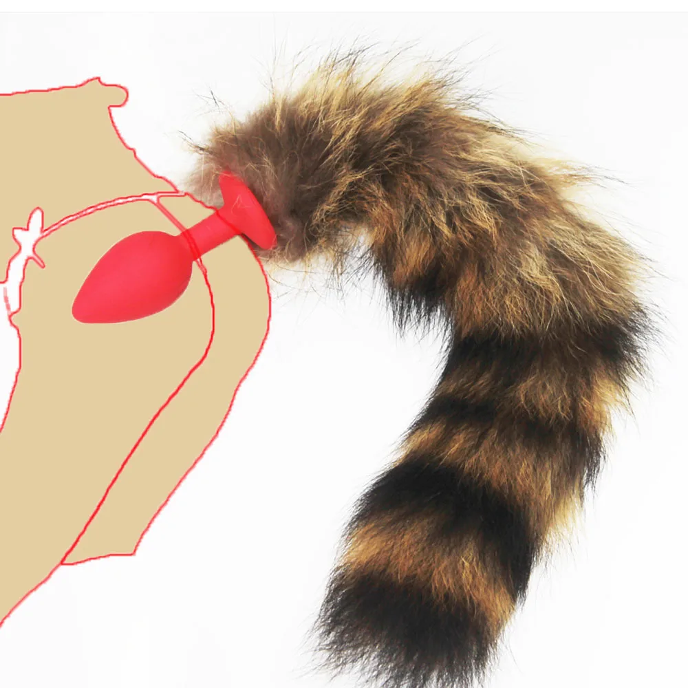 Дикий лисий хвост красная пушистая собачка Анальная пробка секс игрушки БДСМ