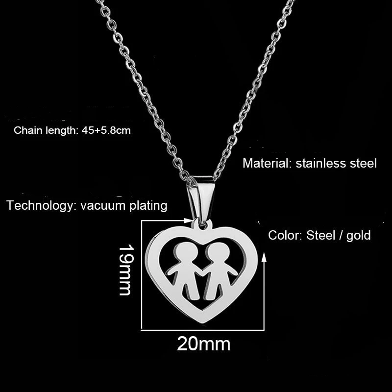 Ожерелье из нержавеющей стали с кулоном Love Heart для детей ожерелье мамы дочери