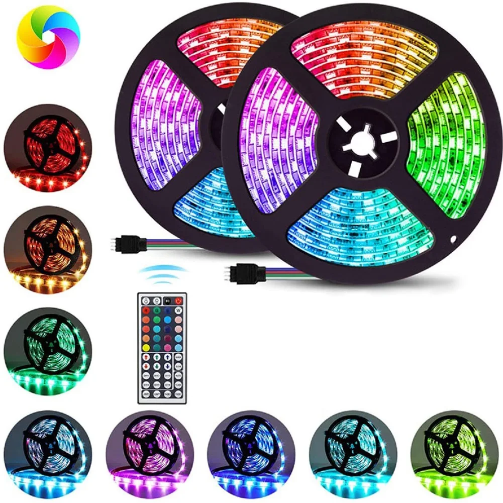 5/10/20 м светодиодный светильник полосы Цвет изменения RGB гибкая ленточная лампа + 44