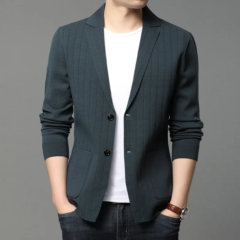 

Korean version tooling coat men's spring and autumn loose men's jacket casual middle-aged Blazer men's knitwear