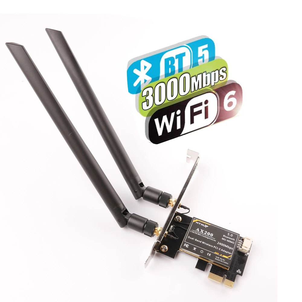 Адаптер Wi-Fi 3000 Мбит/с Bluetooth 5 0 2 4/5 ГГц 802.11ac | Компьютеры и офис