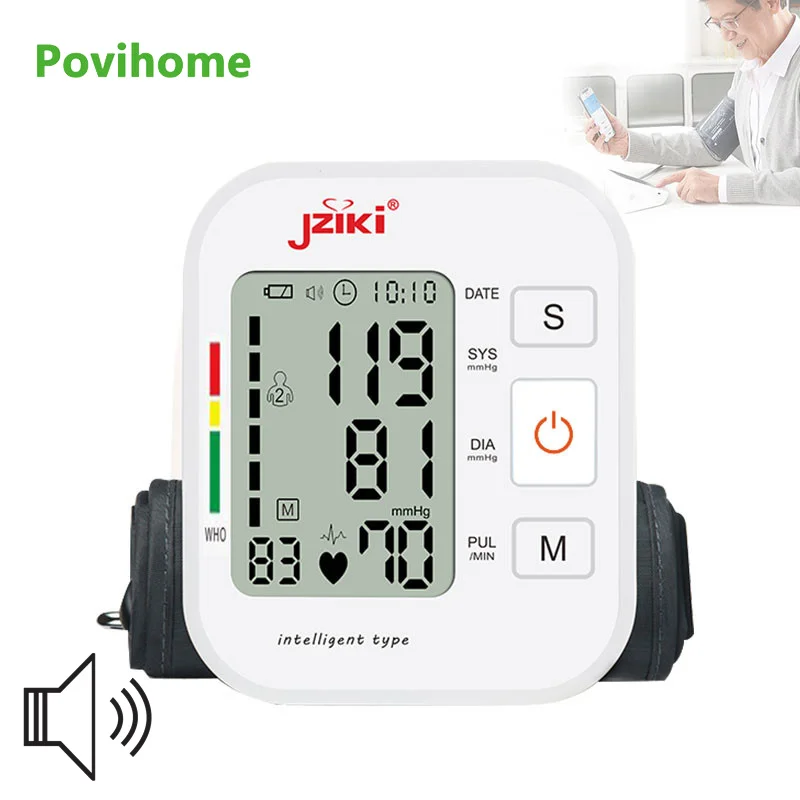 

Electric Smart Automatic Upper Arm Blood Pressure Monitor Digital Heart Beat Rate Pulse Meter Voice Home Blood Pressure Meter