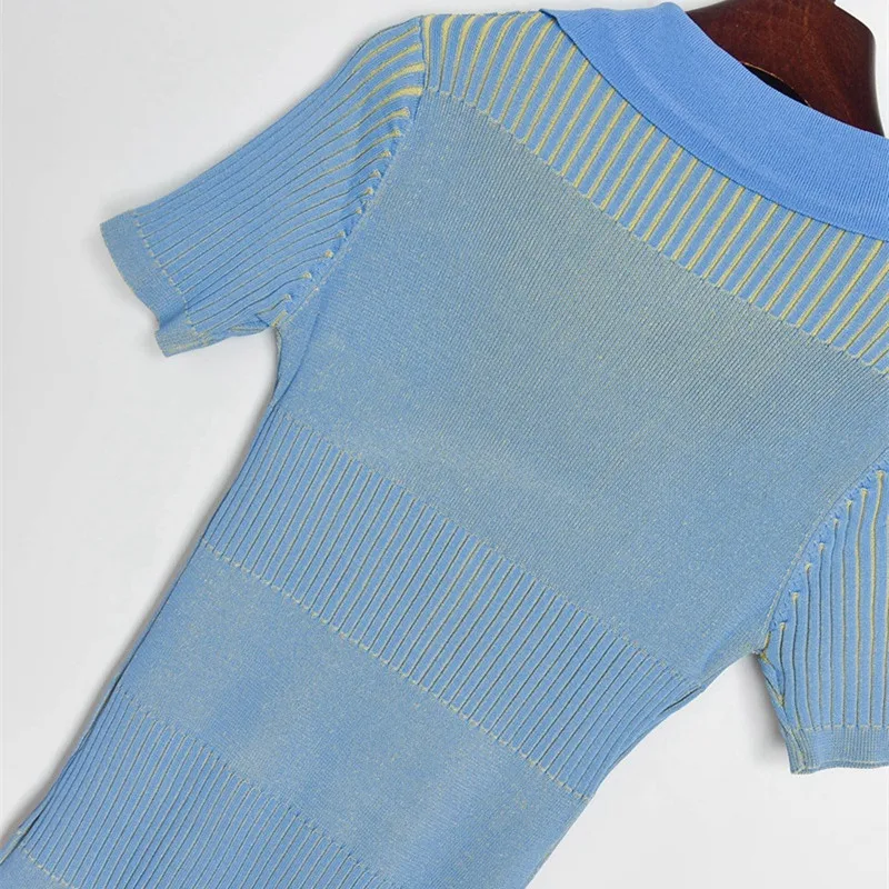 

Luxury Brand Designer Knitted Dress for Women Vintage V Neck Knitted Dress