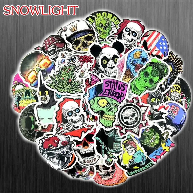 50 шт./компл. наклейки с черепами ужасов для скейтборда мотоцикла автомобиля