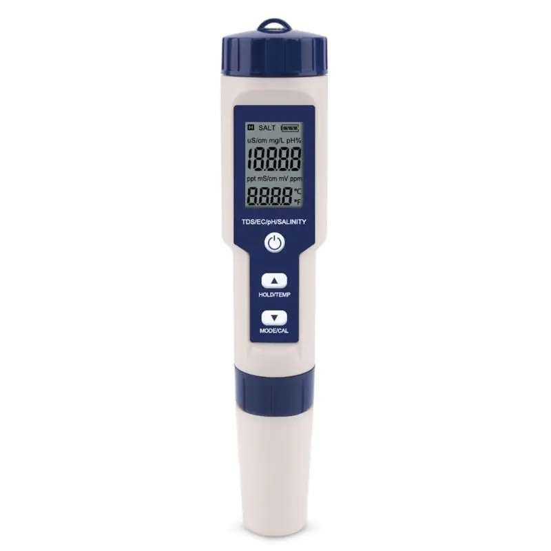 

5 в 1 измерительный прибор TDS/EC устройство контроля pН/солености метр/температура воды тестер качества с электрод сменный может измерять Non-мо...