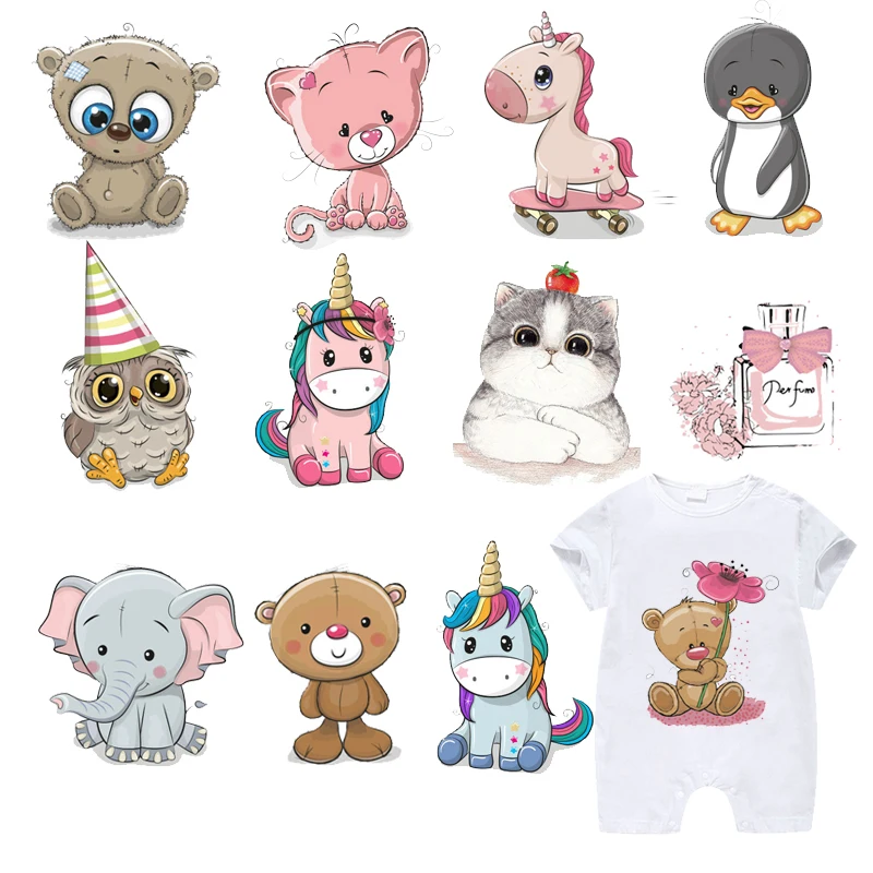 Термоклейкие Мультяшные нашивки в комплекте для детской одежды футболка сделай