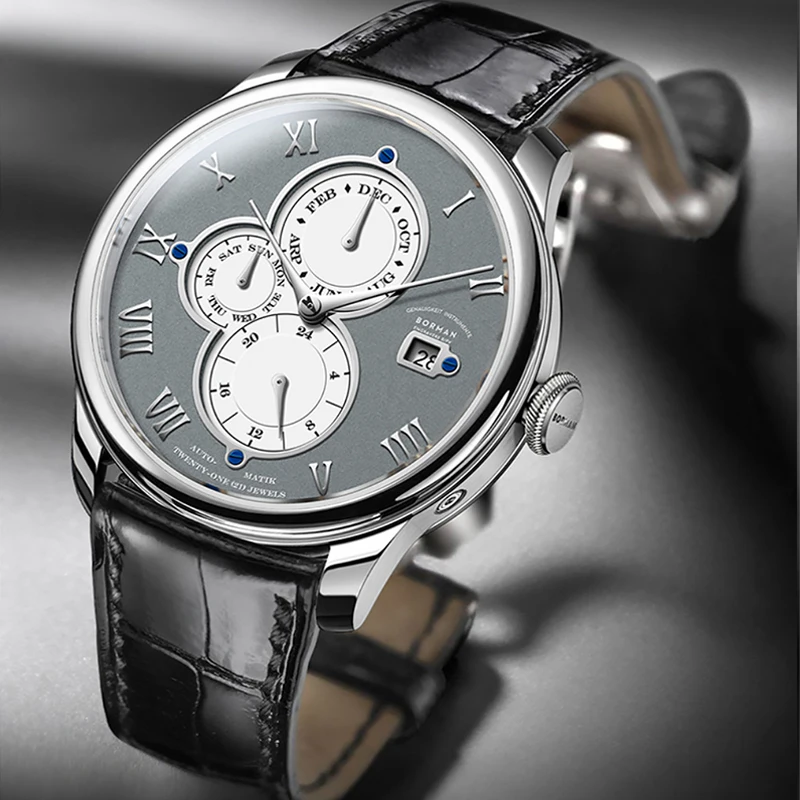 

Borman Men's Watch Male 2021New Mechanical Watches Simple Automatic Waterproof Leather Belt Brand Genuine Relogio Masculino