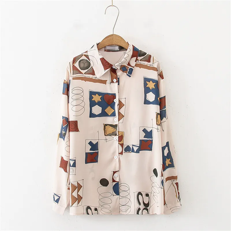 

Boho Chic Blouse Chemise Robe Beach Kimono Women's Clothing Wholesale Linen Clothing Women's Turn-Down Collar Full Button Print