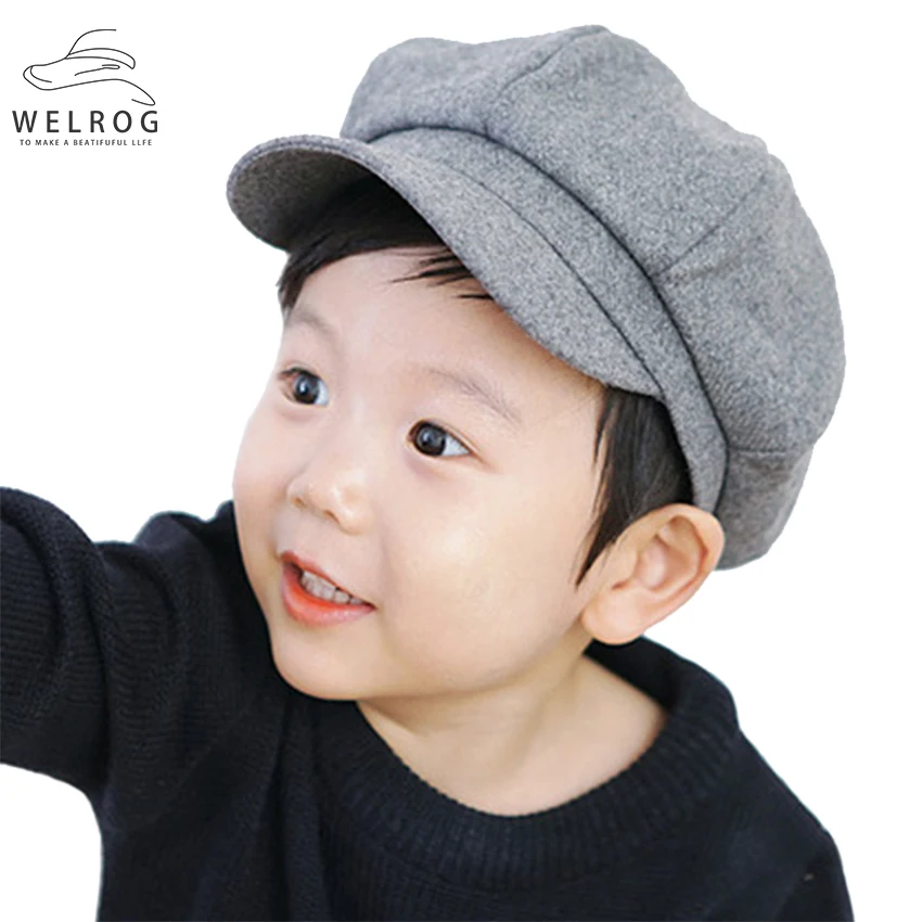 WELROG Children Octagonal Hat Spring Solid Color Newsboy Cotton Cute Baby Painter Adult Beret Girls Boys Hats |