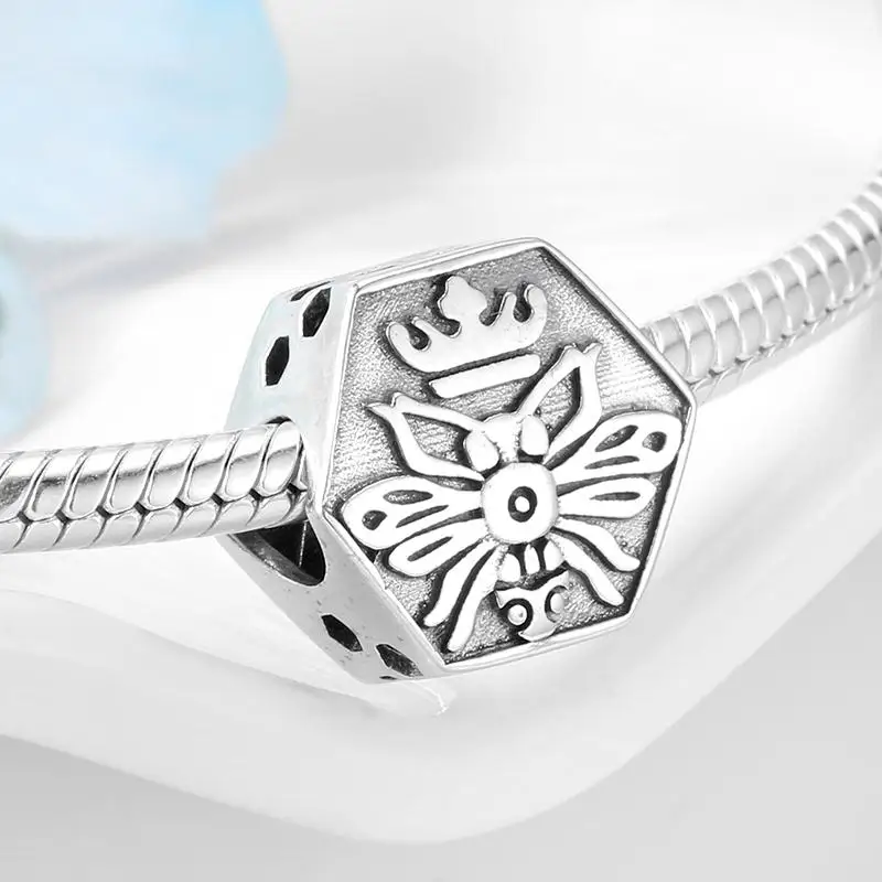 100% реальные 925 пробы серебро сладкий Мёд с Пчелой драгоценные бусины подходят к