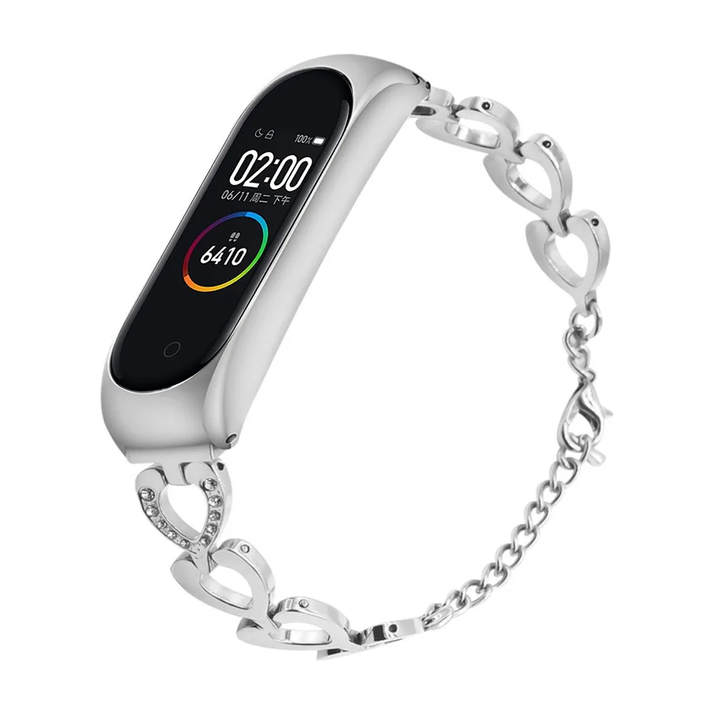 

Stainless Steel Bracelet Diamond Smart Watch Band Strap For Xiaomi Mi Band 4 Metal Wristband Fashion gift Smart Accessories