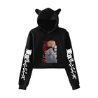 Новинка, милая Женская толстовка с аниме Токийский Мстители, Короткая Толстовка с длинным рукавом и пупком, спортивная одежда с кошачьими ушками, модная уличная одежда