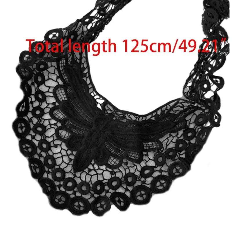 

Women Solid Color Dragonfly Decor Shawl Hollow Out Crochet Floral Lace Tassels Wedding Evening Party Decor