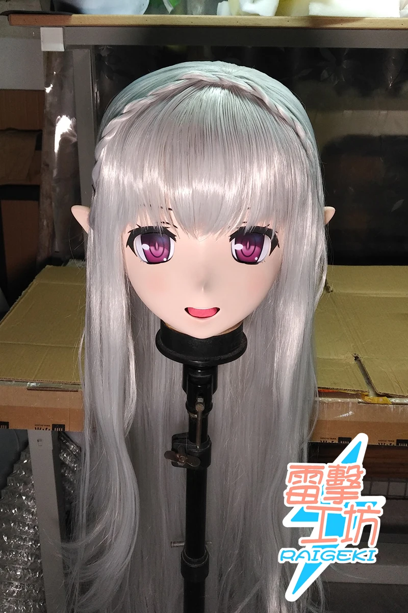 

(RAIGEKI 191) Silicone Head Mask Halloween Cosplay Cross Dressing BJD DOLL Comiket Cartoon Character Anime Cosplay Kigurumi Mask