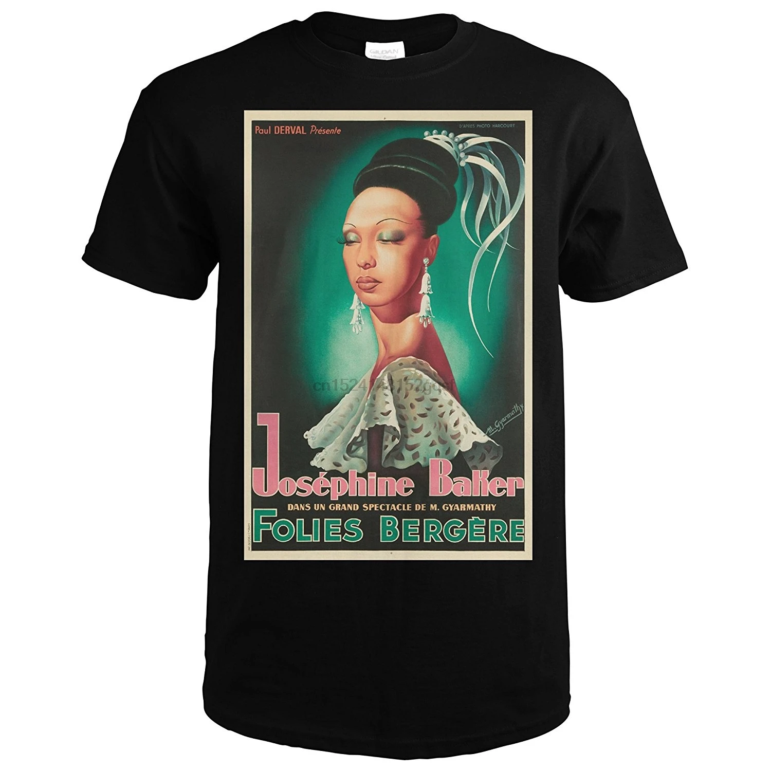 100% ВИНТАЖНЫЙ ПЛАКАТ Josephine Baker-Folies Bergere (artist gyarmaty) Франция c. 1949 (футболка премиум