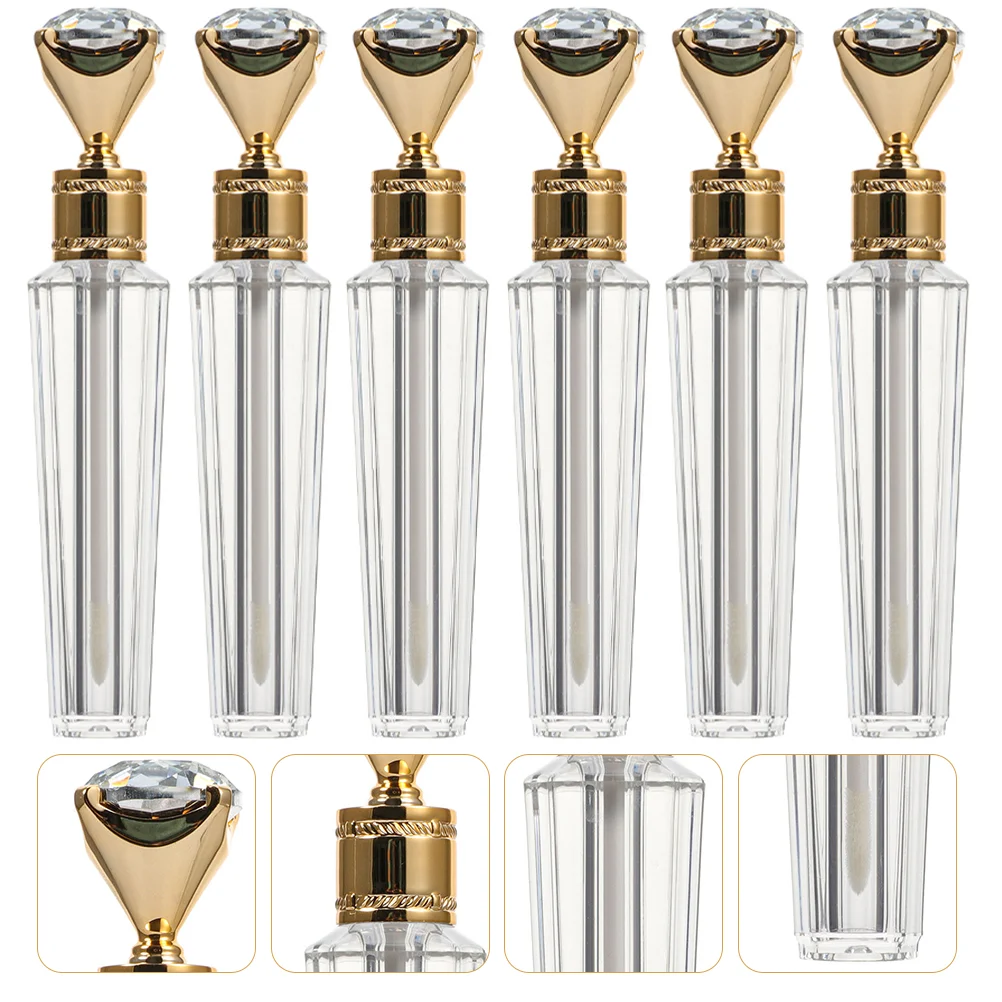 

Тюбики для блеска для губ 6 шт. с жезлом и емкостью для золотистого блеска