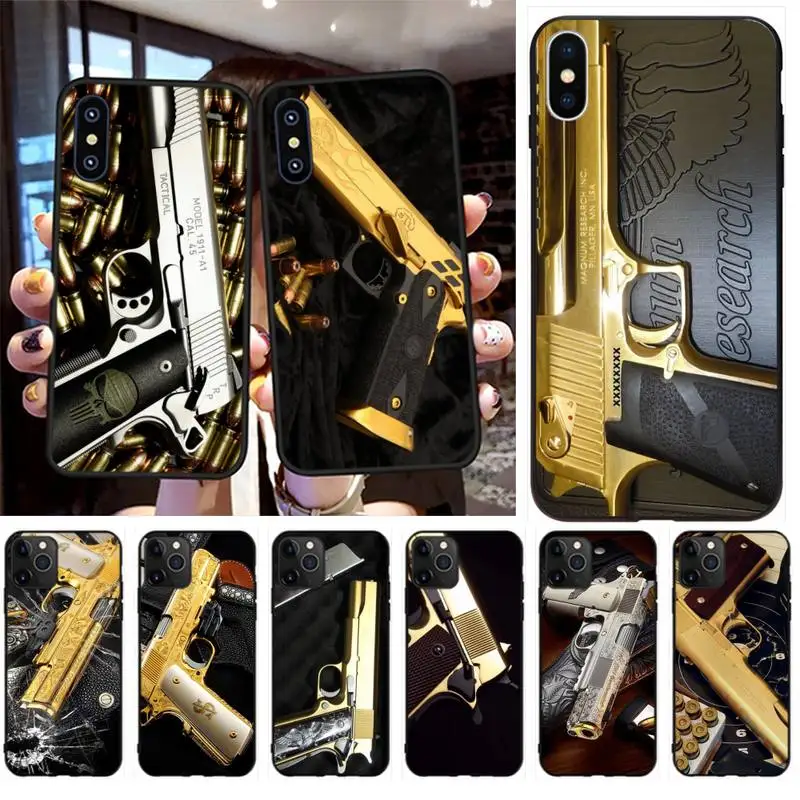 Чехол для телефона CUTEWANAN Limited Edition 24K Gold 1911 Guns iPhone 11 pro XS MAX 8 7 6 6S Plus X 5S SE 2020 XR|Бамперы| |