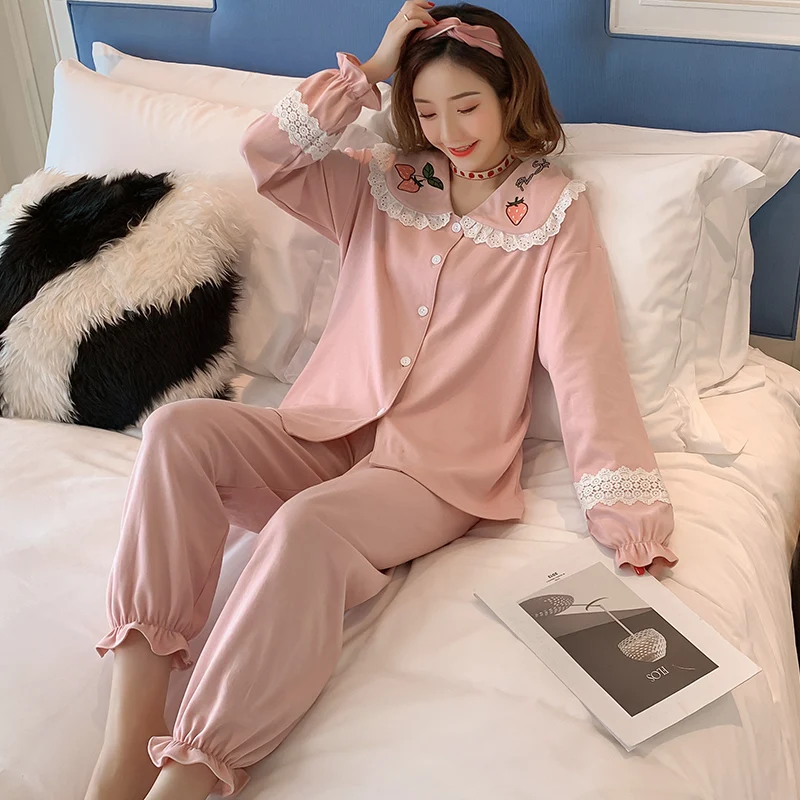 Пижама для женщин Сезон весна осень Платье принцессы Стиль клубники девочек