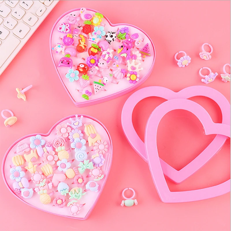 

12-36pcs/lot Children's Cartoon Rings Candy Flower Animal Bow Shape Ring Set Mix Finger Jewellery Rings Kid Girls Toys