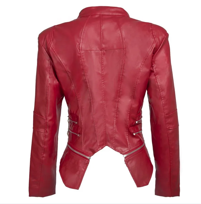 

Good quality PU leather zipper stitching short leather coat