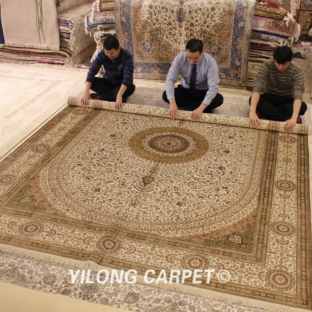 YILONG 9 'x 12' ручной работы Классический персидский шелковый ковер роскошный