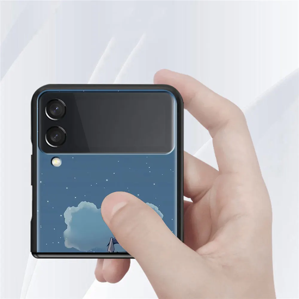 Movil Phone Case for Samsung Galaxy Z Flip 3 4 Protective Shell Black Cubre Hard Coque Z Flip3 6.7 