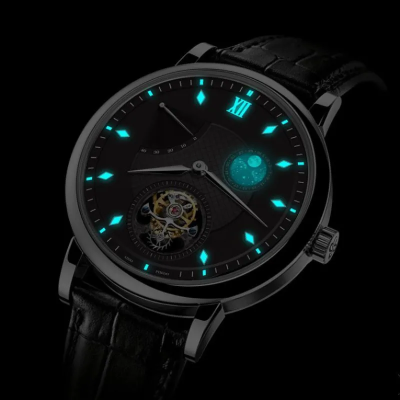 Часы Aidophedo Tourbillon Мужские Switzerland Super BGW9 синие светящиеся часы ST8001 Move мужские ручные
