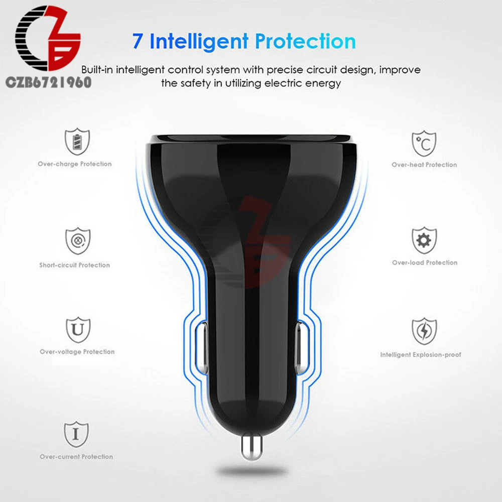 Автомобильное зарядное устройство Type C USB QC3.0 QC2.0 быстрое автомобильное вольтметр