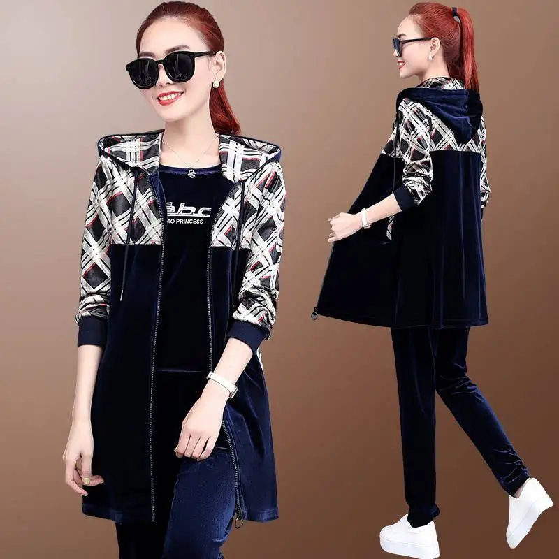 Весенне осенний Модный повседневный бархатный тканевый женский спортивный