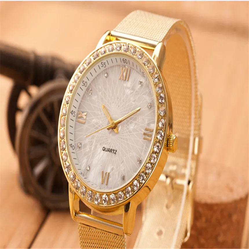 Diamond Dress Watch Woman Fashion 2019 Glod Stainless Steel Geneva Wristwatch Women Luxury Brand Quartz Clocks Relogio D30 | Наручные