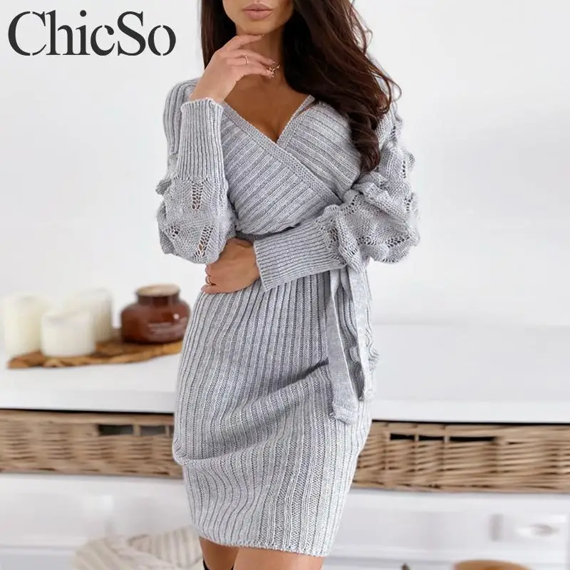 MissyChilli трикотажное облегающее платье с v-образным вырезом женское элегантное