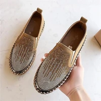 yeddamavis new women crystal modis loafers with fur all match female footwear round toe casual sneaker clogs platform shoes