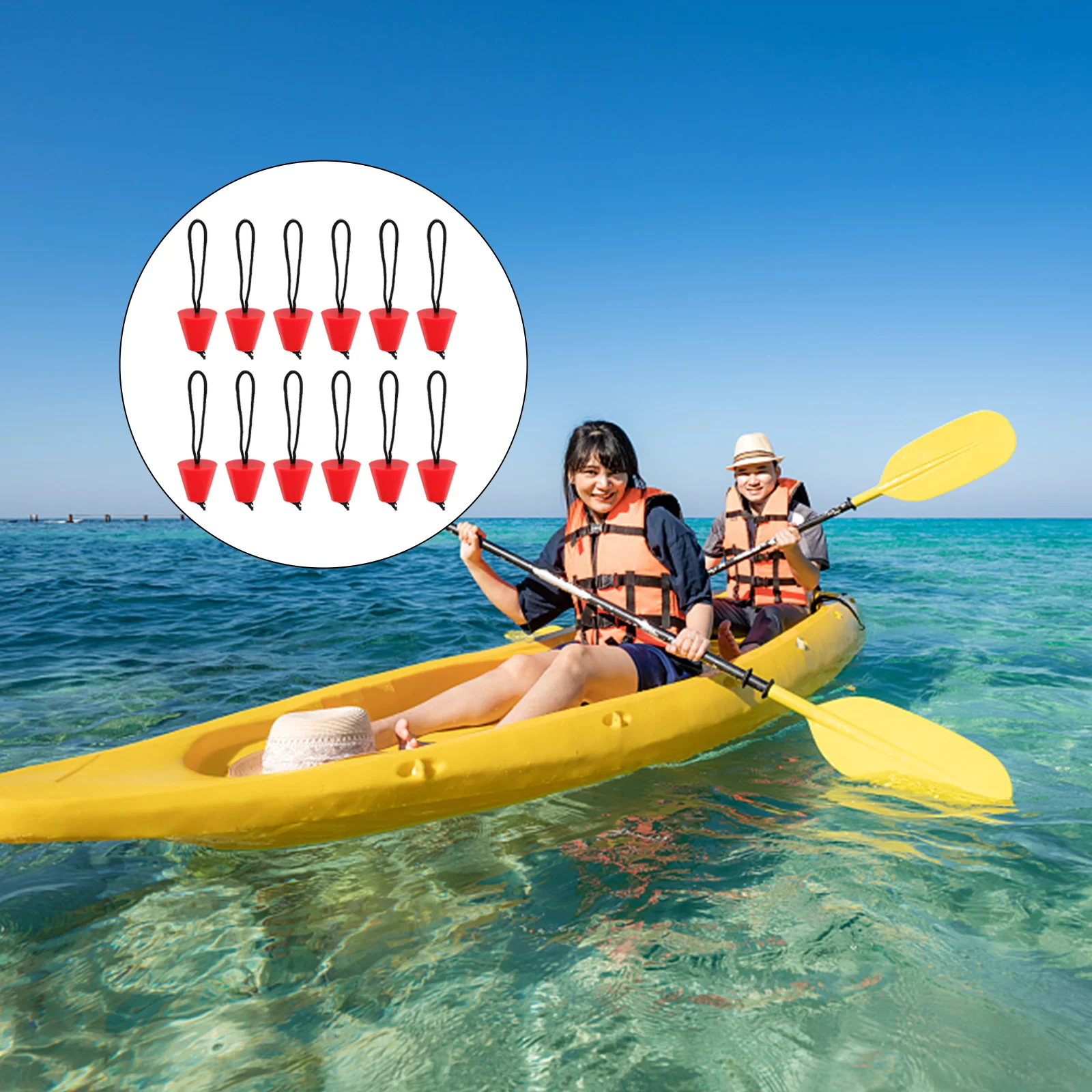 

12pcs Universal Kayak Scupper Plugs Silicone Scupper Stoppers with Lanyards
